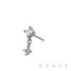 316L SURGICAL STEEL THREADLESS PUSH IN CLOVER CZ DANGLE TOP PART